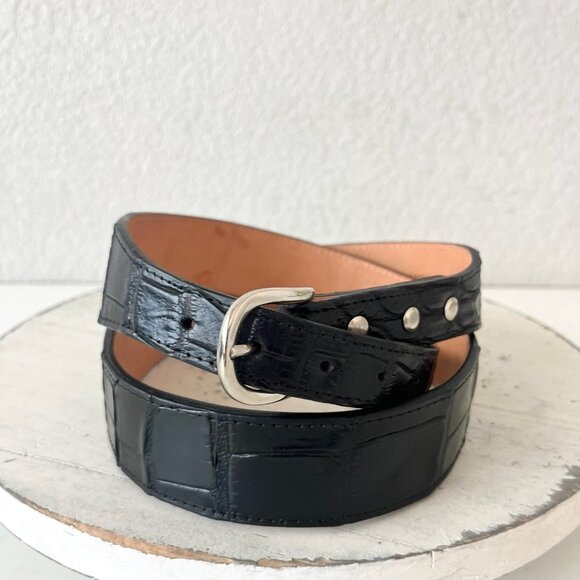 Rod Patrick Boots Western Belt 1.5 in Taper Mens 40 Black Caiman Genuine Leather - Picture 1 of 8